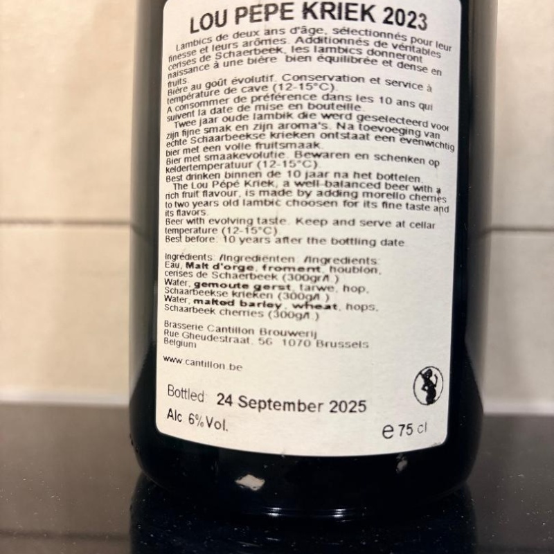 1 bottle (75cl) of CANTILLON Lou Pepe Kriek 2023 sticker