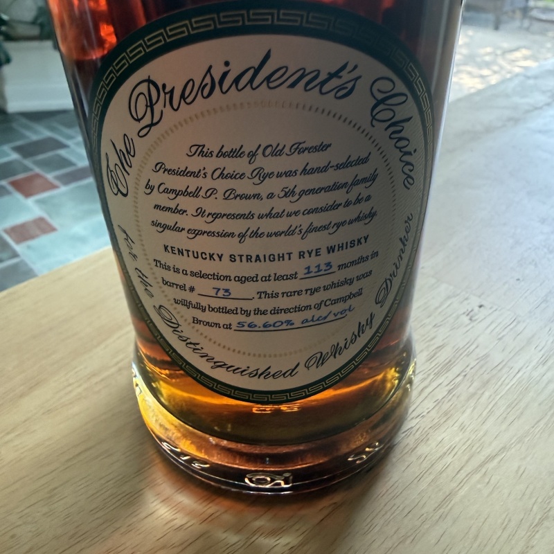 Old Forester The Presidents Choice Aged 113 Months 56.6%