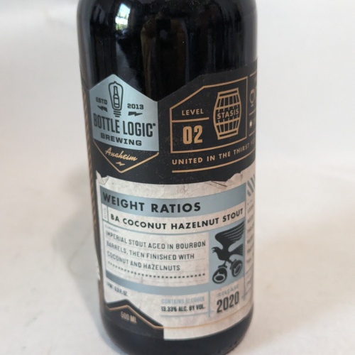 Bottle Logic 2020 Weight Ratios Coconut Hazelnut Stout 1 Bottle
