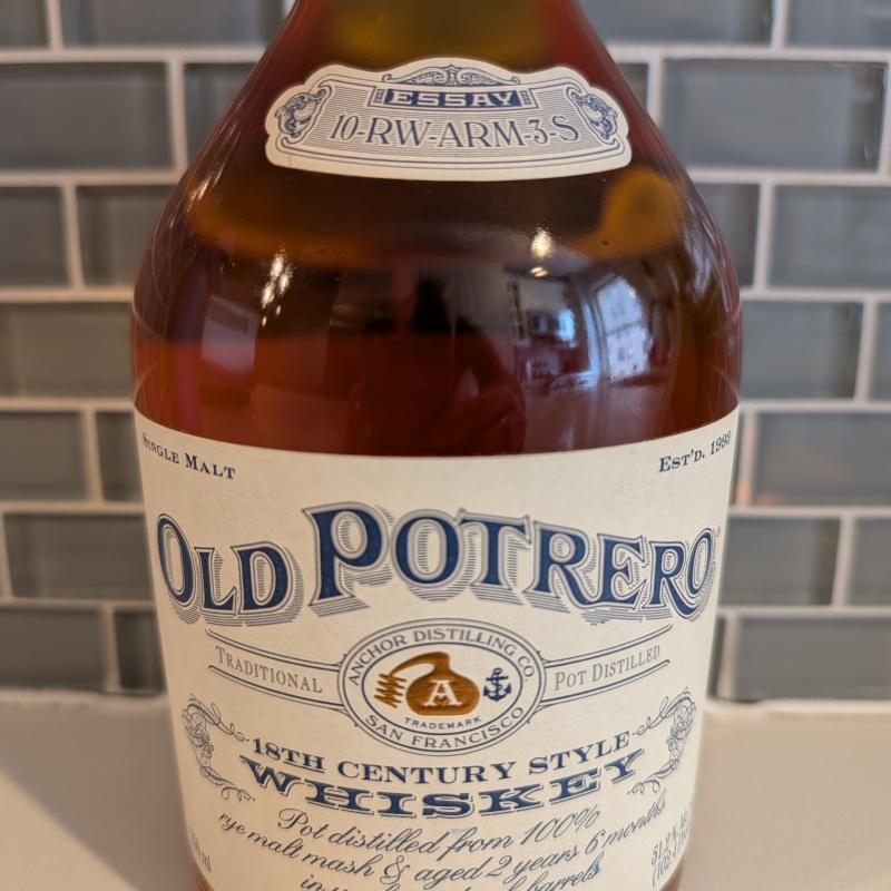 Old Potrero 10-Year Single Barrel Reserve Rye Whiskey – 750ml – High Fill – Perfect Label & Capsule