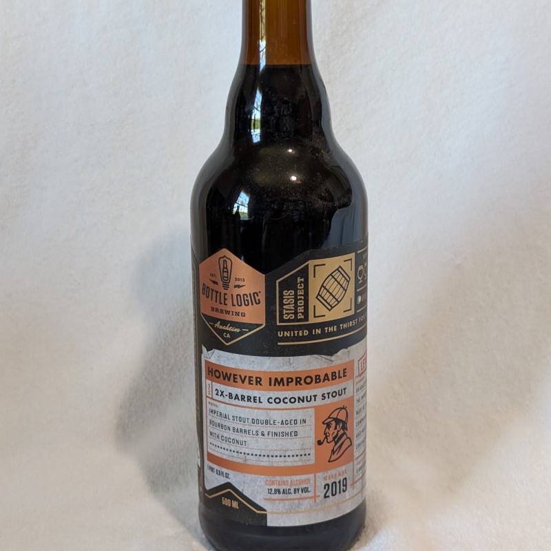 Bottle Logic 2019 Bottle Logic Brewing However Improbable Coconut Stout 12.8% ABV
