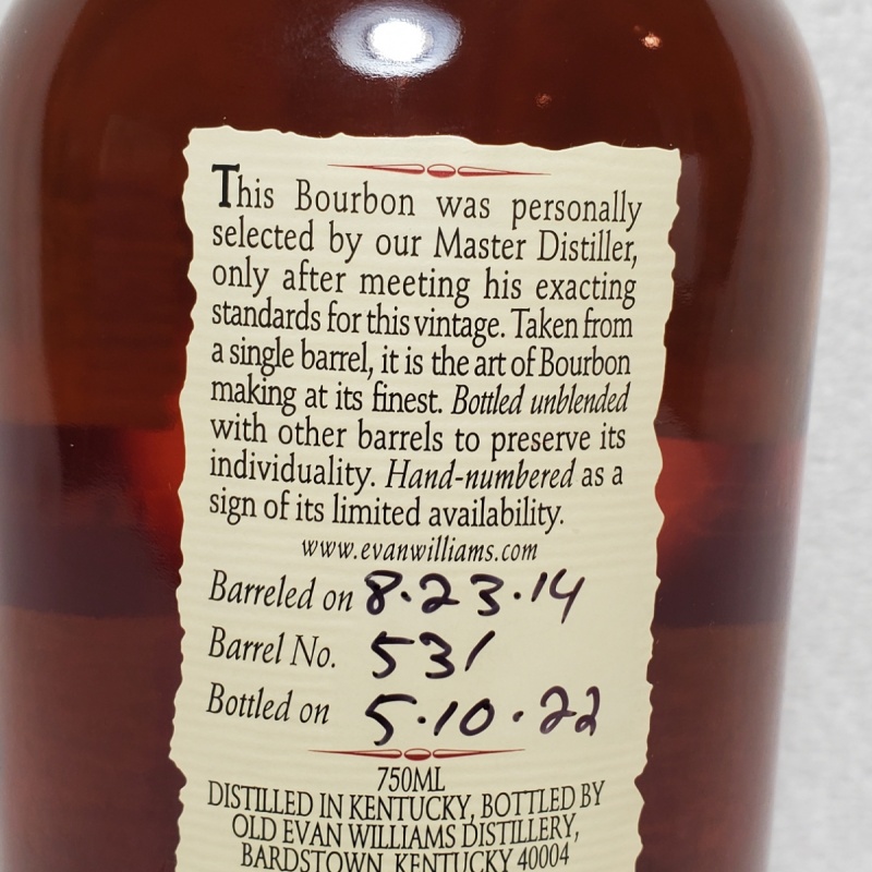 Evan Williams single barrel vintage 2014