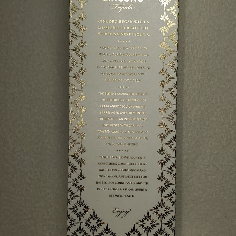 Cincoro Tequila Gold
