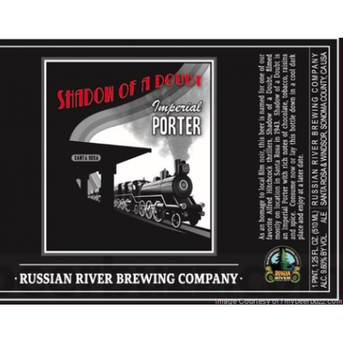 4 BOTTLES OF RUSSIAN RIVER SHADOW OF A DOUBT IMPERIAL PORTER