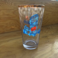 Monkish Brewing Dodger Blue Heaven Gold Band Bar Glass