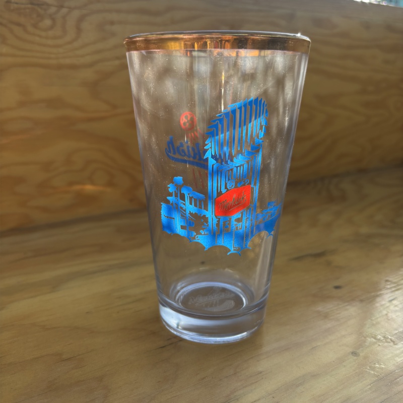 Monkish Brewing Dodger Blue Heaven Gold Band Bar Glass