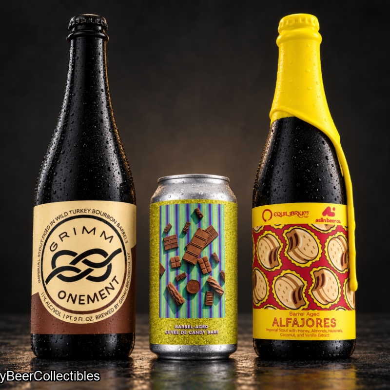 3 BA stouts - Grimm Onement Wild Turkey + Equilibrium / Aslin BA Alfajores + Evil Twin NYC BA CUVÉE DE CANDY BARS
