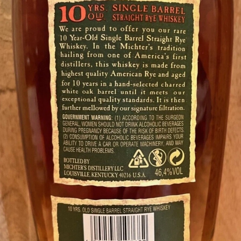 Michters 10 Year Rye