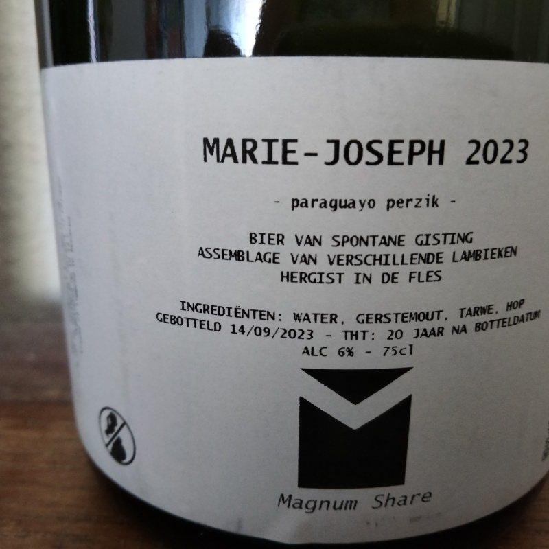 2 Very rare full bottles Vermeersch Alice 2023 (cherry lambic) & Vermeersch Marie - Joseph 2023 (peach lambic) 75 cl.