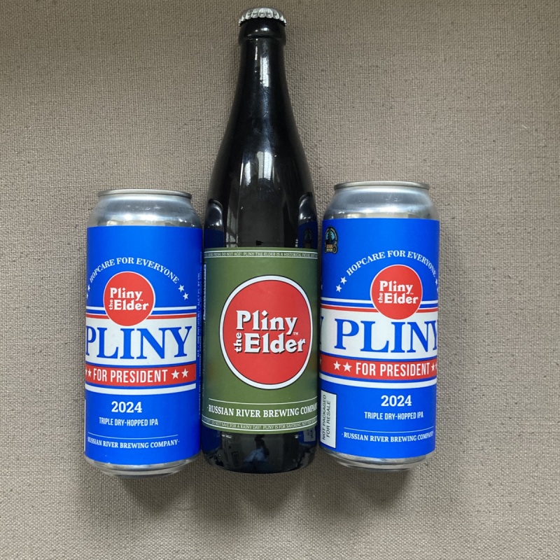 2 CANS OF FRESH PLINY FOR PRESIDENT & 1 BOTTLE OF PLINY THE ELDER