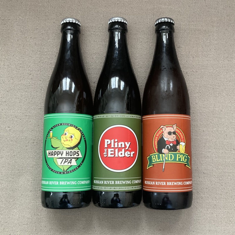 3 BOTTLES: 1 BOTTLE OF PLINY THE ELDER 1 BOTTLE OF BLIND PIG & 1 BOTTLE OF HAPPY HOPS