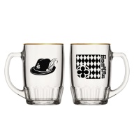Monkish - Glassware Stein - Black Checkered Fedora - 0.5L