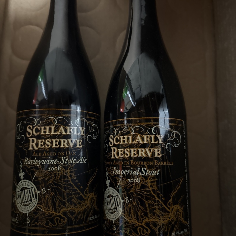 Schlafly bourbon aged stout and barleywine