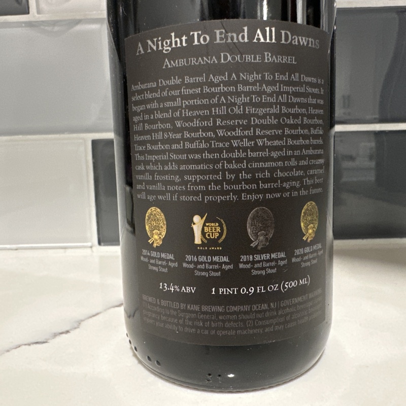 KANE BREWING- A NIGHT TO END ALL DAWNS 2024 AMBURANA DOUBLE BARREL