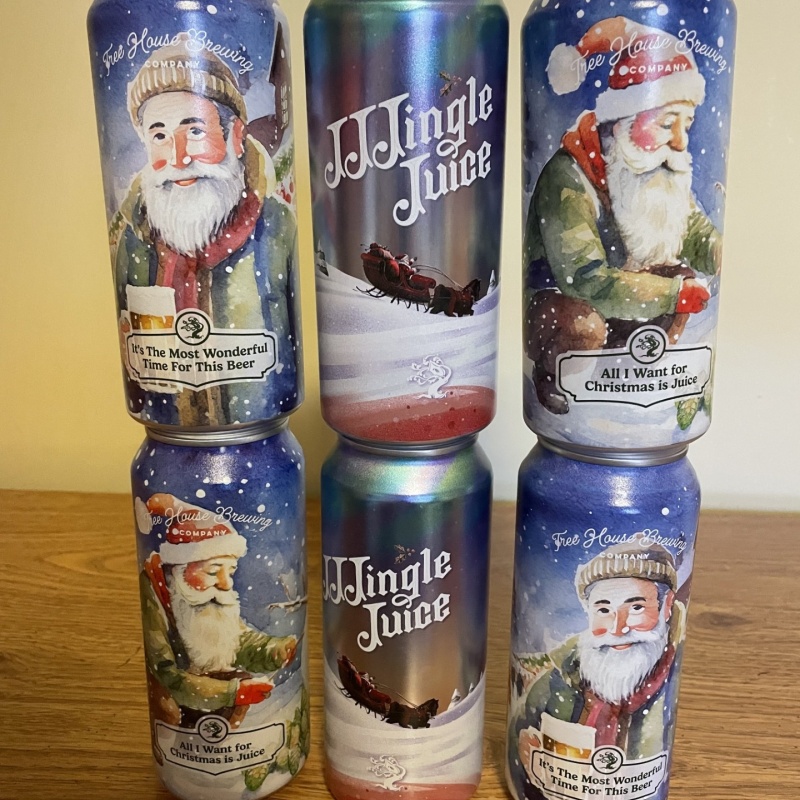 Tree House 2 * IT'S A WONDERFUL TIME FOR THIS BEER & 2 * ALL I WANT FOR CHISTMAS IS JUICE & 2 * JJJINGLE JUICE - 6 CANS TOTAL