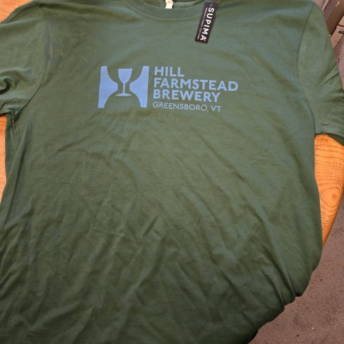 Hill Farmstead T-Shirt -- Green w. Blue Lettering -- Size XL