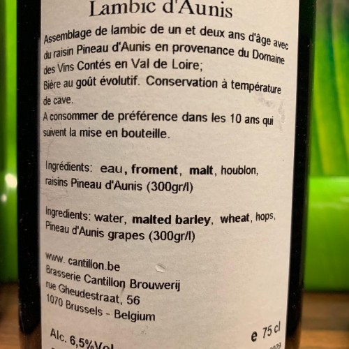 1 bottle (75cl) of  CANTILLON Lambic d'Aunis 2019