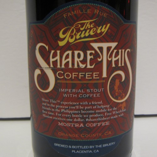 The Bruery 2016 Share This Coffee Imperial Stout, 22 oz Bottle