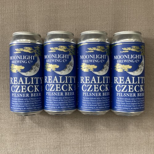 4 Cans of Reality Czeck Pilsner Cans by Moonlight Brewing Company