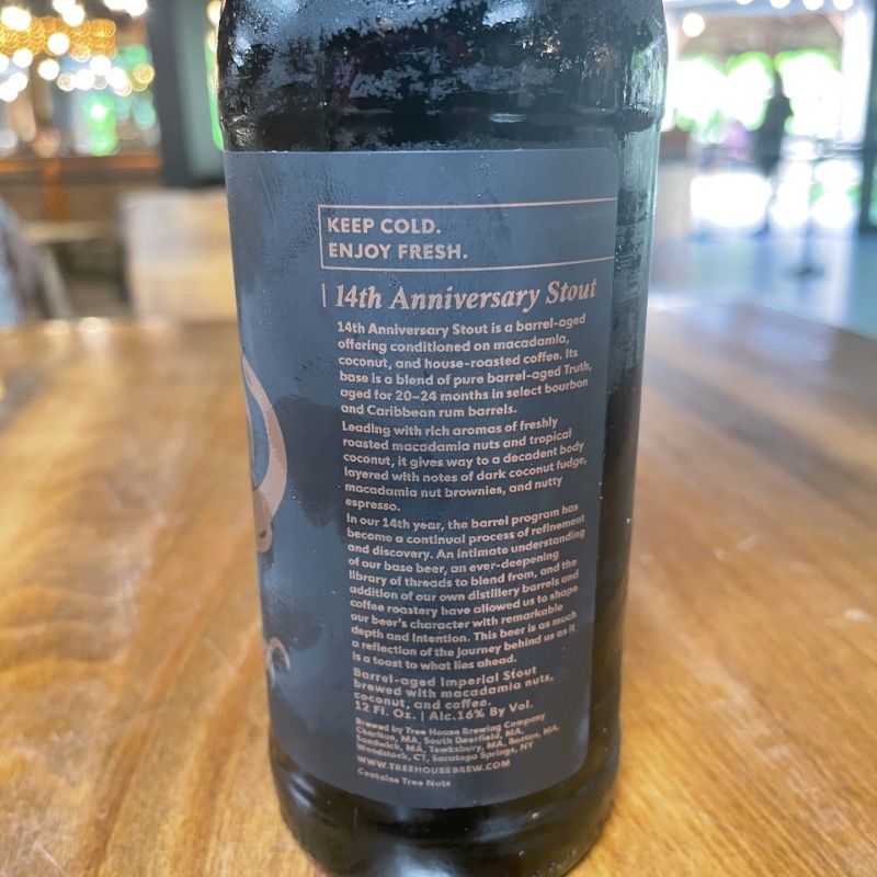 Tree House Brewing 1 * 14TH ANNIVERSARY STOUT - BOURBON & RUM BARREL AGED IMPERIAL STOUT - 06/04/2026
