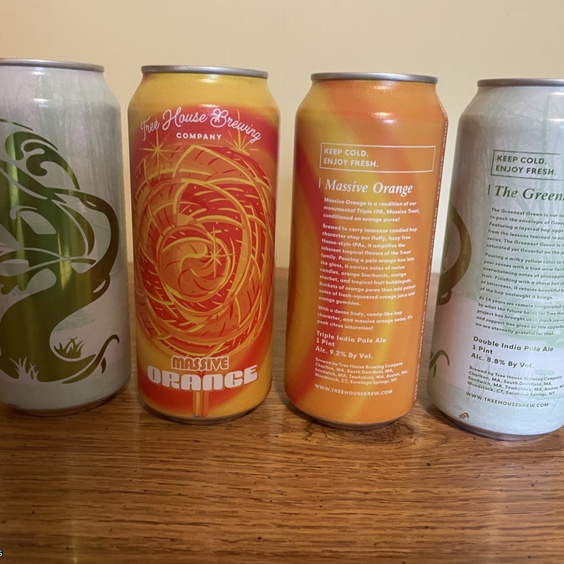 Tree House Brewing 2 * MASSIVE ORANGE & 2 * THE GREENEST GREEN - 4 CANS TOTAL