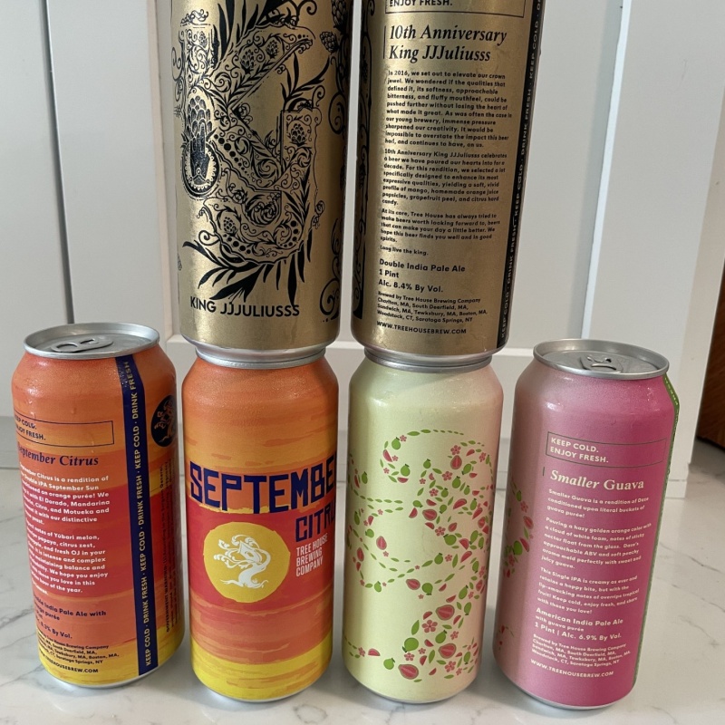 Tree House Brewing 2 * 10TH ANNIVERSARY KING JJJULIUSSS, 2 * SEPTEMBER CITRUS & 2 * SMALLER GUAVA - 6 CANS TOTAL