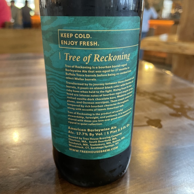 Tree House Brewing 500ML TREE OF RECKONING - BOURBON BARREL AGED BARLEYWINE - 03/27/2026